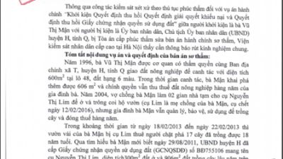 THÔNG BÁO RÚT KINH NGHIỆM: KHIẾU KIỆN QUYẾT ĐỊNH HÀNH CHÍNH