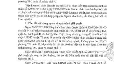  THÔNG BÁO RÚT KINH NGHIỆM VỀ VI PHẠM TRONG VIỆC GIẢI QUYẾT VỤ ÁN HÀNH CHÍNH