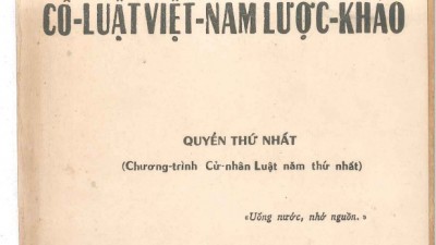 SÁCH CỔ LUẬT VIỆT NAM LƯỢC KHẢO - QUYỂN I (TÁC GIẢ: VŨ VĂN MẪU)