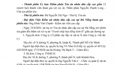 KINH NGHIỆM XÉT XỬ: QUYẾT ĐỊNH GIÁM ĐỐC THẨM HỦY BẢN ÁN SƠ THẨM VỤ ÁN TRANH CHẤP HỢP ĐỒNG KINH TẾ 