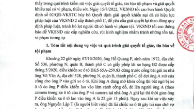 THÔNG BÁO SỐ SỐ 204/TB-VKSTC RÚT KINH NGHIỆM VỀ VIỆC GIẢI QUYẾT KHIẾU NẠI QUYẾT ĐỊNH KHÔNG KHỞI TỐ VỤ ÁN HÌNH SỰ ĐỐI VỚI VỤ TAI NẠN GIAO THÔNG ĐƯỜNG BỘ