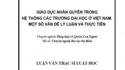 LUẬN VĂN THẠC SĨ: GIÁO DỤC NHÂN QUYỀN TRONG HỆ THỐNG CÁC TRƯỜNG ĐẠI HỌC Ở VIỆT NAM. MỘT SỐ VẤN ĐỀ LÝ LUẬN VÀ THỰC TIỄN