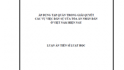 LUẬN ÁN TIẾN SĨ: ÁP DỤNG TẬP QUÁN TRONG GIẢI QUYẾT CÁC VỤ VIỆC DÂN SỰ CỦA TÒA ÁN NHÂN DÂN Ở VIỆT NAM HIỆN NAY