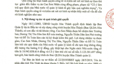 THÔNG BÁO SỐ 218/TB-VKSTC RÚT KINH NGHIỆM VỤ ÁN CAO SƠN NHÂN CÙNG ĐỒNG PHẠM, PHẠM TỘI “CỐ Ý LÀM TRÁI QUY ĐỊNH CỦA NHÀ NƯỚC VỀ QUẢN LÝ KINH TẾ GÂY HẬU QUẢ NGHIÊM TRỌNG” XẢY RA TẠI TÂY NINH