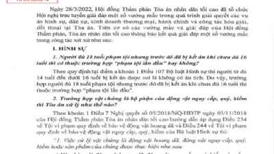 TÒA ÁN TỐI CAO  GIẢI ĐÁP MỘT SỐ VƯỚNG MẮC TRONG QUÁ TRÌNH GIẢI QUYẾT CÁC VỤ ÁN HÌNH SỰ, DÂN SỰ, KINH DOANH THƯƠNG MẠI, HÀNH CHÍNH VÀ CÔNG TÁC HÒA GIẢI, ĐỐI THOẠI TẠI TÒA ÁN