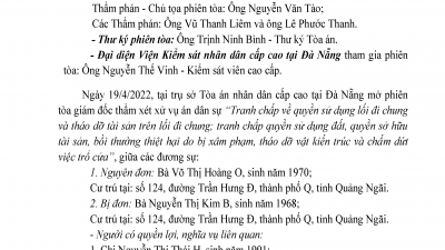 KINH NGHIỆM XÉT XỬ: QUYẾT ĐỊNH GIÁM ĐỐC THẨM HỦY BẢN ÁN PHÚC THẨM, BẢN ÁN SƠ THẨM VỤ ÁN VỀ TRANH CHẤP QUYỀN SỬ DỤNG LỐI ĐI CHUNG