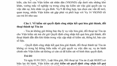 CÔNG VĂN SỐ 443/VKSTC-V9 GIẢI ĐÁP VƯỚNG MẮC VỀ GIẢI QUYẾT CÁC VỤ VIỆC DÂN SỰ, HÔN NHÂN VÀ GIA ĐÌNH