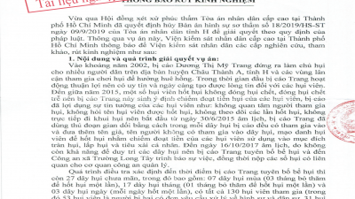THÔNG BÁO RÚT KINH NGHIỆM: VỠ HỤI - CHỦ HỤI BỊ TRUY CỨU VỀ TỘI LỪA ĐẢO CHIẾM ĐOẠT TÀI SẢN
