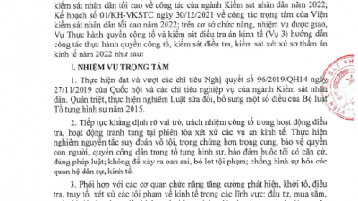 CÔNG VĂN SỐ 03/HD-VKSTC HƯỚNG DẪN CÔNG TÁC THỰC HÀNH QUYỀN CÔNG TỐ, KIỂM SÁT ĐIỀU TRA, KIỂM SÁT XÉT XỬ SƠ THẨM ÁN KINH TẾ NĂM 2022