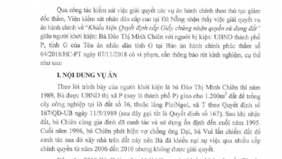 THÔNG BÁO RÚT KINH NGHIỆM VỀ GIẢI QUYẾT VỤ ÁN HÀNH CHÍNH