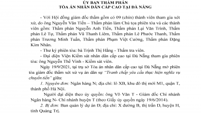  KINH NGHIỆM XÉT XỬ: QUYẾT ĐỊNH GIÁM ĐỐC THẨM HỦY BẢN ÁN DÂN SỰ PHÚC THẨM VỤ ÁN TRANH CHẤP YÊU CẦU THỰC HIỆN NGHĨA VỤ TRẢ TIỀN