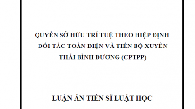 LUẬN ÁN TIẾN SĨ: QUYỀN SỞ HỮU TRÍ TUỆ THEO HIỆP ĐỊNH ĐỐI TÁC TOÀN DIỆN VÀ TIẾN BỘ XUYÊN THÁI BÌNH DƯƠNG (CPTPP)