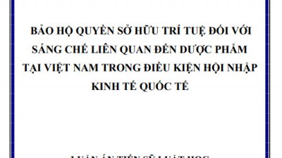 LUẬN ÁN TIẾN SĨ: BẢO HỘ QUYỀN SỞ HỮU TRÍ TUỆ ĐỐI VỚI  SÁNG CHẾ LIÊN QUAN ĐẾN DƯỢC PHẨM TẠI VIỆT NAM TRONG ĐIỀU KIỆN HỘI NHẬP KINH TẾ QUỐC TẾ