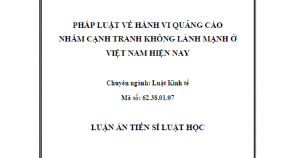 LUẬN ÁN TIẾN SĨ: PHÁP LUẬT VỀ HÀNH VI QUẢNG CÁO NHẰM CẠNH TRANH KHÔNG LÀNH MẠNH Ở VIỆT NAM HIỆN NAY