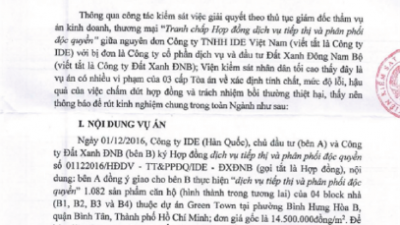 THÔNG BÁO RÚT KINH NGHIỆM VỤ ÁN KINH DOANH THƯƠNG MẠI TRANH CHẤP HỢP ĐỒNG DỊCH VỤ TIẾP THỊ VÀ PHÂN PHỐI ĐỘC QUYỀN
