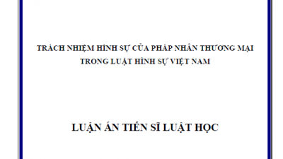 LUẬN ÁN TIẾN SĨ: TRÁCH NHIỆM HÌNH SỰ CỦA PHÁP NHÂN THƯƠNG MẠI TRONG LUẬT HÌNH SỰ VIỆT NAM