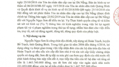 THÔNG BÁO SỐ 255/TB-VKSTC RÚT KINH NGHIỆM VỤ ÁN HÌNH SỰ ĐÃ XÉT XỬ THEO THỦ TỤC GIÁM ĐỐC THẨM