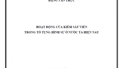 LUẬN ÁN TIẾN SĨ: HOẠT ĐỘNG CỦA KIỂM SÁT VIÊN TRONG TỐ TỤNG HÌNH SỰ Ở NƯỚC TA HIỆN NAY
