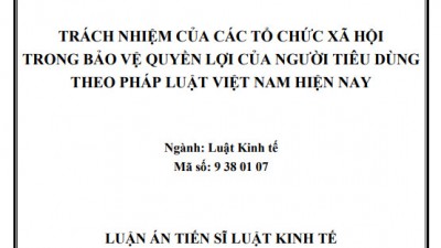 LUẬN ÁN TIẾN SĨ: TRÁCH NHIỆM CỦA CÁC TỔ CHỨC XÃ HỘI TRONG BẢO VỆ QUYỀN LỢI CỦA NGƯỜI TIÊU DÙNG THEO PHÁP LUẬT VIỆT NAM HIỆN NAY