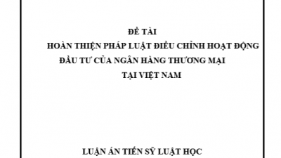 LUẬN ÁN TIẾN SĨ: HOÀN THIỆN PHÁP LUẬT ĐIỀU CHỈNH HOẠT ĐỘNG ĐẦU TƯ CỦA NGÂN HÀNG THƯƠNG MẠI TẠI VIỆT NAM