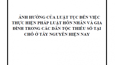 LUẬN ÁN TIẾN SĨ: ẢNH HƯỞNG CỦA LUẬT TỤC ĐẾN VIỆC THỰC HIỆN PHÁP LUẬT HÔN NHÂN VÀ GIA ĐÌNH TRONG CÁC DÂN TỘC THIỂU SỐ TẠI CHỖ Ở TÂY NGUYÊN HIỆN NAY