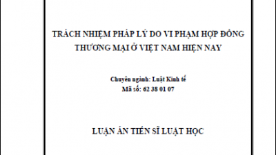 LUẬN ÁN TIẾN SĨ: TRÁCH NHIỆM PHÁP LÝ DO VI PHẠM HỢP ĐỒNG THƯƠNG MẠI Ở VIỆT NAM HIỆN NAY (TÁC GIẢ: LÊ THỊ TUYẾT HÀ)