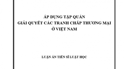 LUẬN ÁN TIẾN SĨ: ÁP DỤNG TẬP QUÁN GIẢI QUYẾT CÁC TRANH CHẤP THƯƠNG MẠI Ở VIỆT NAM