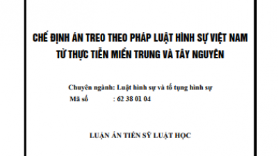 LUẬN ÁN TIẾN SĨ: CHẾ ĐỊNH ÁN TREO THEO PHÁP LUẬT HÌNH SỰ VIỆT NAM TỪ THỰC TIỄN MIỀN TRUNG VÀ TÂY NGUYÊN
