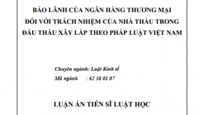 LUẬN ÁN TIẾN SĨ: BẢO LÃNH CỦA NGÂN HÀNG THƯƠNG MẠI ĐỐI VỚI TRÁCH NHIỆM CỦA NHÀ THẦU TRONG ĐẤU THẦU XÂY LẮP THEO PHÁP LUẬT VIỆT NAM