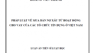 LUẬN ÁN TIẾN SĨ: PHÁP LUẬT VỀ MUA BÁN NỢ XẤU TỪ HOẠT ĐỘNG CHO VAY CỦA CÁC TỔ CHỨC TÍN DỤNG Ở VIỆT NAM