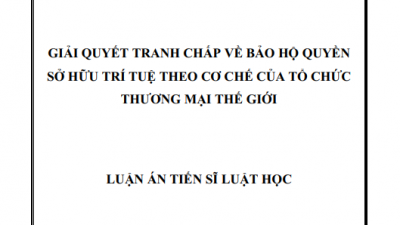 LUẬN ÁN TIẾN SĨ: GIẢI QUYẾT TRANH CHẤP VỀ BẢO VỆ QUYỀN SỞ HỮU TRÍ TUỆ THEO CƠ CHẾ CỦA TỔ CHỨC THƯƠNG MẠI THẾ GIỚI