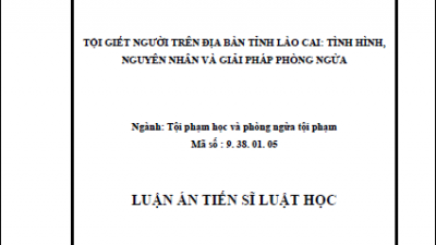 LUẬN ÁN TIẾN SĨ: TỘI GIẾT NGƯỜI TRÊN ĐỊA BÀN TỈNH LÀO CAI: TÌNH HÌNH, NGUYÊN NHÂN VÀ GIẢI PHÁP PHÒNG NGỪA (TÁC GIẢ: GIÀNG QUỐC HƯNG)
