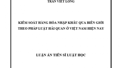 LUẬN ÁN TIẾN SĨ: KIỂM SOÁT HÀNG HÓA NHẬP KHẨU QUA BIÊN GIỚI THEO PHÁP LUẬT HẢI QUAN Ở VIỆT NAM HIỆN NAY