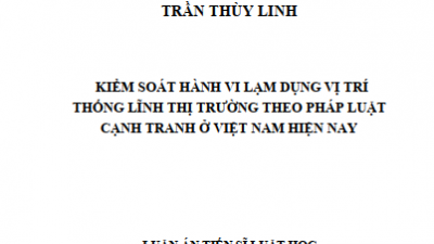 LUẬN ÁN TIẾN SĨ: KIỂM SOÁT HÀNH VI LẠM DỤNG VỊ TRÍ THỐNG LĨNH THỊ TRƯỜNG THEO PHÁP LUẬT CẠNH TRANH Ở VIỆT NAM HIỆN NAY