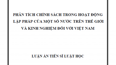 LUẬN ÁN TIẾN SĨ: PHÂN TÍCH CHÍNH SÁCH TRONG HOẠT ĐỘNG LẬP PHÁP CỦA MỘT SỐ NƯỚC TRÊN THẾ GIỚI VÀ KINH NGHIỆM ĐỐI VỚI VIỆT NAM