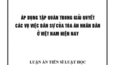 LUẬN ÁN TIẾN SĨ: ÁP DỤNG TẬP QUÁN TRONG GIẢI QUYẾT CÁC VỤ VIỆC DÂN SỰ CỦA TÒA ÁN NHÂN DÂN Ở VIỆT NAM HIỆN NAY