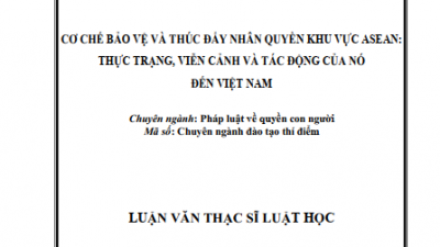 LUẬN VĂN THẠC SĨ: CƠ CHẾ BẢO VỆ VÀ THÚC ĐẨY NHÂN QUYỀN KHU VỰC ASEAN: THỰC TRẠNG, VIỄN CẢNH VÀ TÁC ĐỘNG CỦA NÓ ĐẾN VIỆT NAM (TÁC GIẢ: NGUYỄN MẠNH TƯỜNG)