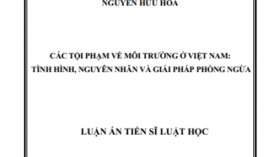 LUẬN ÁN TIẾN SĨ: CÁC TỘI PHẠM VỀ MÔI TRƯỜNG Ở VIỆT NAM: TÌNH HÌNH, NGUYÊN NHÂN VÀ GIẢI PHÁP PHÒNG NGỪA