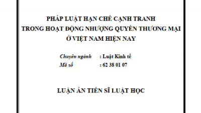 LUẬN ÁN TIẾN SĨ: PHÁP LUẬT HẠN CHẾ CẠNH TRANH TRONG HOẠT ĐỘNG NHƯỢNG QUYỀN THƯƠNG MẠI Ở VIỆT NAM HIỆN NAY