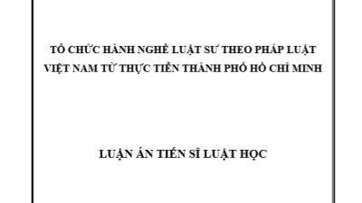 LUẬN ÁN TIẾN SĨ: TỔ CHỨC HÀNH NGHỀ LUẬT SƯ THEO PHÁP LUẬT VIỆT NAM TỪ THỰC TIỄN THÀNH PHỐ HỒ CHÍ MINH