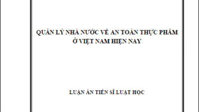 LUẬN ÁN TIẾN SĨ: QUẢN LÝ NHÀ NƯỚC VỀ AN TOÀN THỰC PHẨM Ở VIỆT NAM HIỆN NAY (TÁC GIẢ: BÙI THỊ HỒNG NƯƠNG)