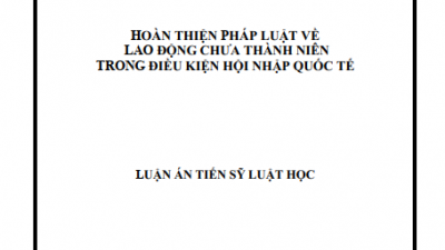 LUẬN ÁN TIẾN SĨ: HOÀN THIỆN PHÁP LUẬT VỀ LAO ĐỘNG CHƯA THÀNH NIÊN TRONG ĐIỀU KIỆN HỘI NHẬP QUỐC TẾ