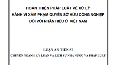 LUẬN ÁN TIẾN SĨ: HOÀN THIỆN PHÁP LUẬT VỀ XỬ LÝ HÀNH VI XÂM PHẠM QUYỀN SỞ HỮU CÔNG NGHIỆP ĐỐI VỚI NHÃN HIỆU Ở VIỆT NAM