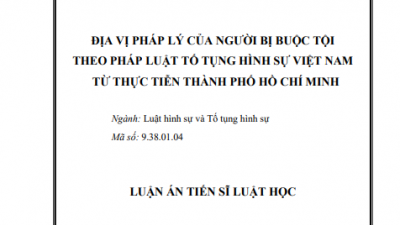 LUẬN ÁN TIẾN SĨ: ĐỊA VỊ PHÁP LÝ CỦA NGƯỜI BỊ BUỘC TỘI THEO PHÁP LUẬT TỐ TỤNG HÌNH SỰ VIỆT NAM TỪ THỰC TIỄN THÀNH PHỐ HỒ CHÍ MINH