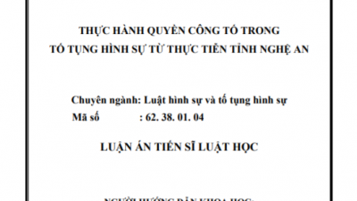 LUẬN ÁN TIẾN SĨ: THỰC HÀNH QUYỀN CÔNG TỐ TRONG TỐ TỤNG HÌNH SỰ TỪ THỰC TIỄN TỈNH NGHỆ AN