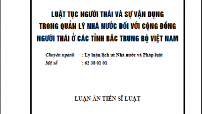 LUẬN ÁN TIẾN SĨ: LUẬT TỤC NGƯỜI THÁI VÀ SỰ VẬN DỤNG TRONG QUẢN LÝ NHÀ NƯỚC ĐỐI VỚI CỘNG ĐỒNG NGƯỜI THÁI Ở CÁC TỈNH BẮC TRUNG BỘ VIỆT NAM (TÁC GIẢ: VI VĂN SƠN)