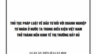 LUẬN ÁN TIẾN SĨ: THỦ TỤC PHÁP LUẬT VỀ ĐẦU TƯ ĐỐI VỚI DOANH NGHIỆP TƯ NHÂN Ở NƯỚC TA TRONG ĐIỀU KIỆN VIỆT NAM TRỞ THÀNH NỀN KINH TẾ THỊ TRƯỜNG ĐẦY ĐỦ