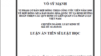 LUẬN ÁN TIẾN SĨ: VI PHẠM CƠ BẢN HỢP ĐỒNG THEO CÔNG ƯỚC VIÊN NĂM 1980 VỀ HỢP ĐỒNG MUA BÁN HÀNG HÓA QUỐC TẾ VÀ ĐỊNH HƯỚNG HOÀN THIỆN CÁC QUY ĐỊNH CÓ LIÊN QUAN CỦA PHÁP LUẬT VIỆT NAM (TÁC GIẢ: VÕ SỸ MẠNH)