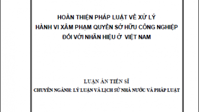 LUẬN ÁN TIẾN SĨ: HOÀN THIỆN PHÁP LUẬT VỀ XỬ LÝ HÀNH VI XÂM PHẠM QUYỀN SỞ HỮU CÔNG NGHIỆP ĐỐI VỚI NHÃN HIỆU Ở VIỆT NAM (TÁC GIẢ: HÀ THỊ NGUYỆT THU)