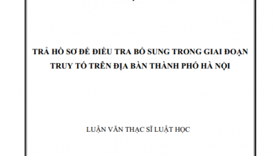LUẬN VĂN THẠC SĨ: Trả hồ sơ điều tra bổ sung trong giai đoạn truy tố trên địa bàn Thành phố Hà Nội